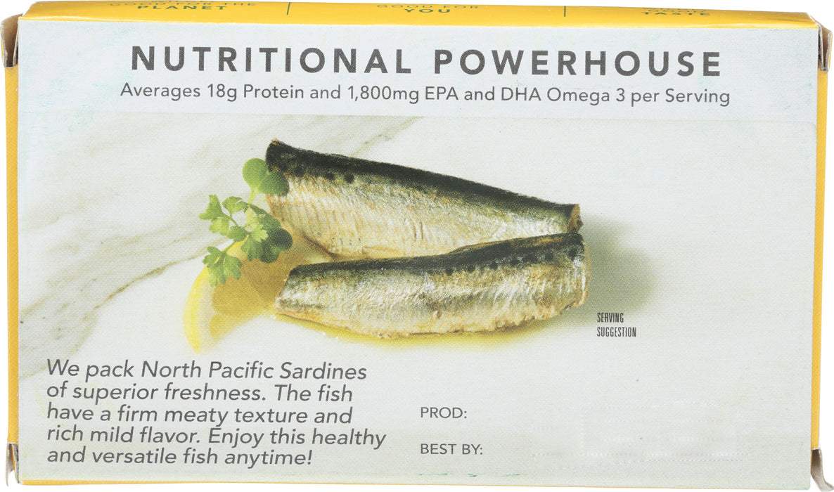 Wild Sardines in EVOO With Lemon, 4.4 oz