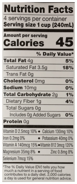 Coconut Milk Unsweetened, Org, 32 floz