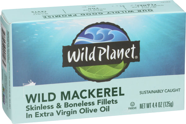 Wild Mackerel in EVOO, 4.4 oz