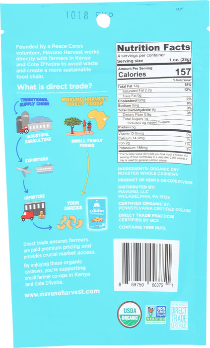 Roasted Cashews, Org, 4 oz