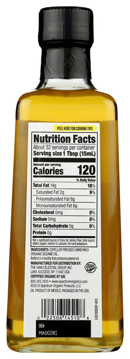 Sesame Oil Unrefined, Org, 16 fl oz