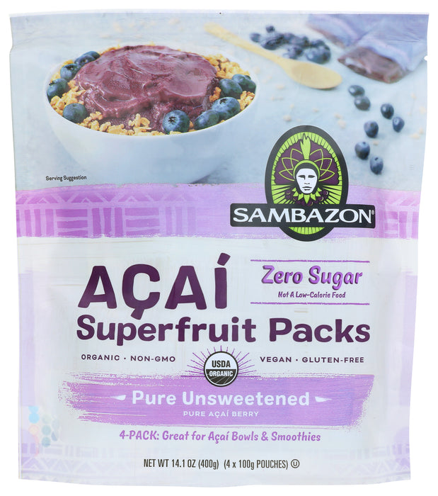 Acai Superfruit Packs, Unsweetened, Org, 14.1 oz