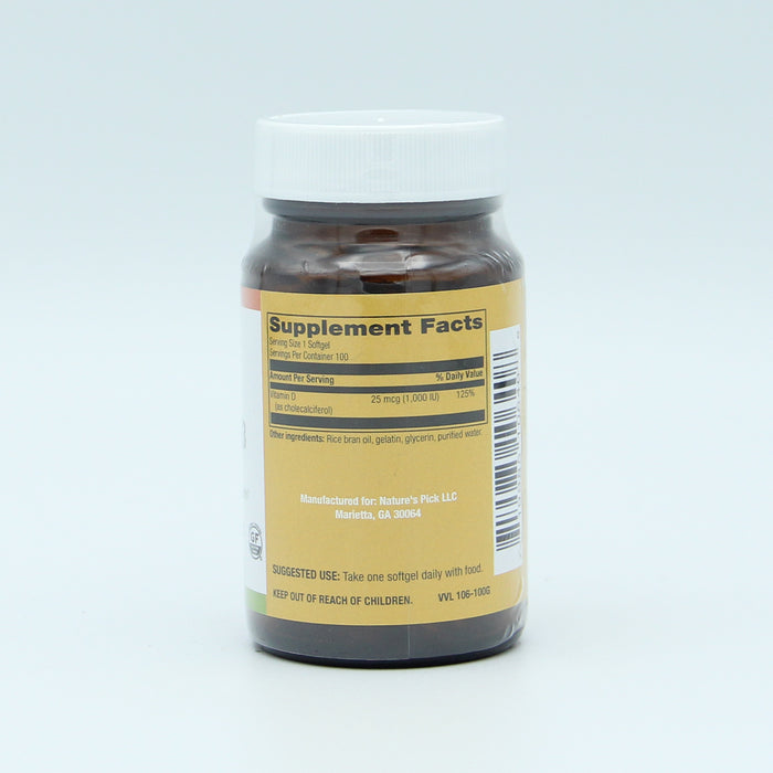 Vitamin D3 25 mcg (1000 IU), 100 sgel