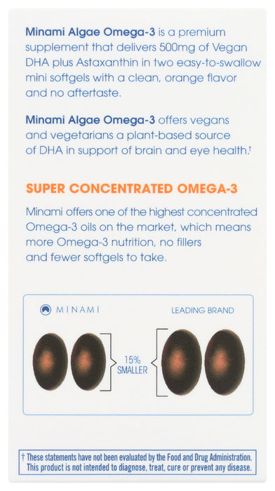 Minami Algae Omega-3, Vegan DHA, 60 cap