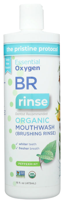 Brushing Rinse Mouthwash, Peppermint, Org, 16 floz