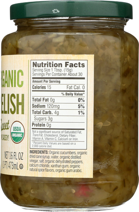 Sweet Relish, Org, 16 oz