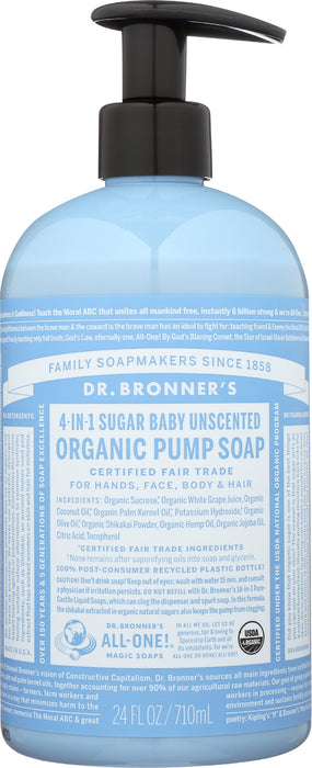 Organic Sugar Soap, Baby Unscented, 24 oz