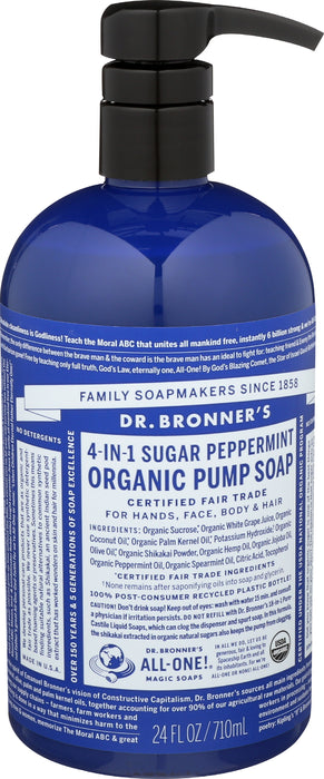 Organic Sugar Soap, Peppermint, 24 oz