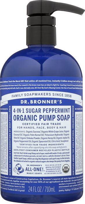 Organic Sugar Soap, Peppermint, 24 oz