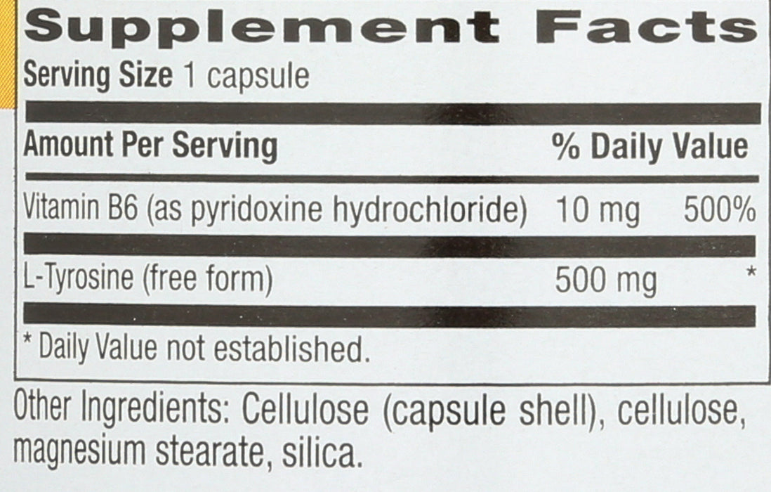 L-Tyrosine 500 mg, 100 vcap