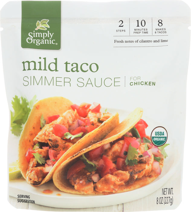 Mild Taco Simmer Sauce, Org, 8 oz