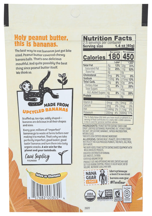 Banana Bites, Peanut Butter, Org, 3.5 oz
