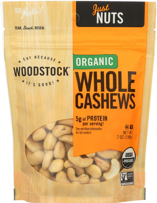 Raw Whole Cashews, Unsalted Org, 7 oz