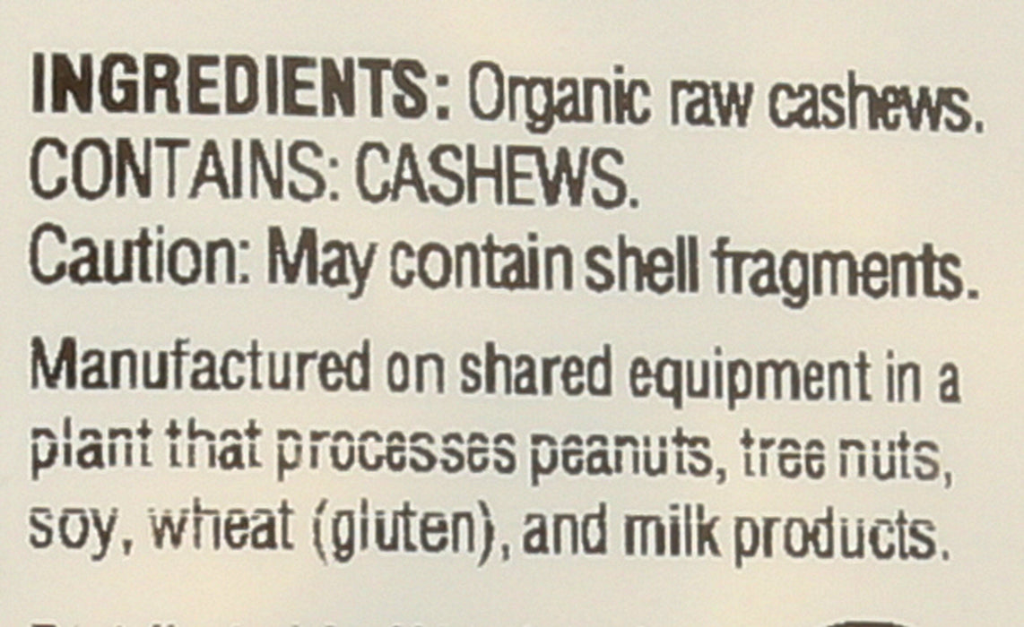 Raw Whole Cashews, Unsalted Org, 7 oz