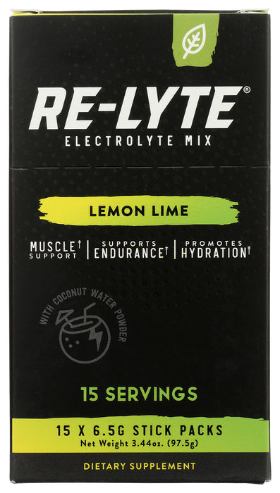 Re-Lyte Electrolyte Mix, Lemon Lime, 15 Sticks, 3.44 oz