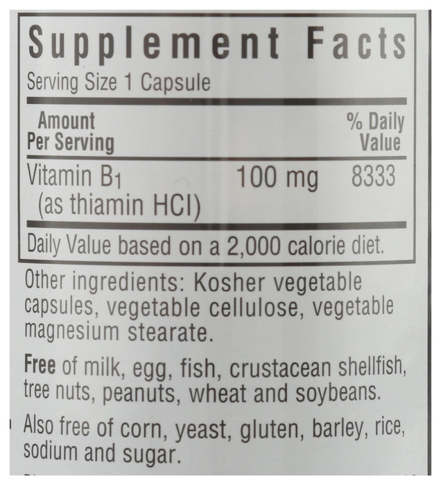 Vitamin B1 100 mg, 100 vcap