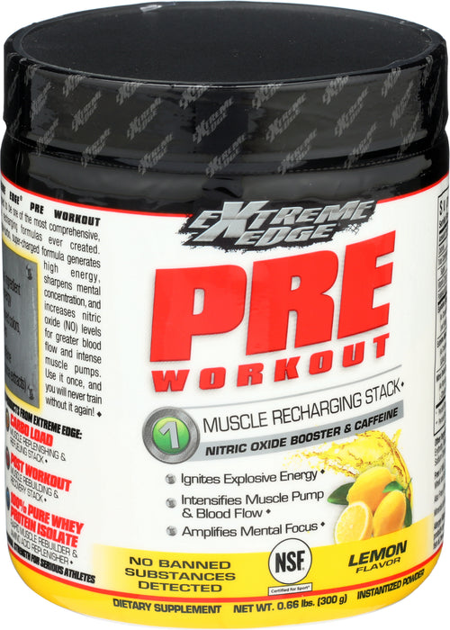 XtreamEdge Pre-Workout Muscle Recharger, Lemon, 0.66 lb