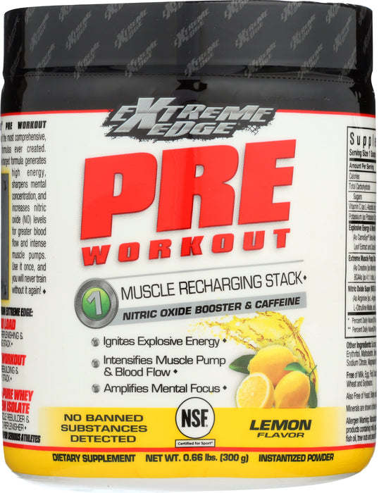 XtreamEdge Pre-Workout Muscle Recharger, Lemon, 0.66 lb