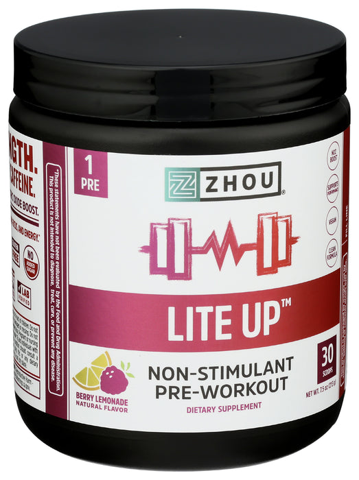 Lite Up, Non-Stimulant Pre-Workout Powder, Berry Lemonade, 7.5 oz