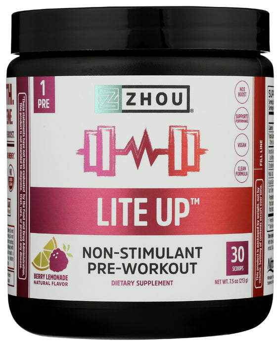 Lite Up, Non-Stimulant Pre-Workout Powder, Berry Lemonade, 7.5 oz