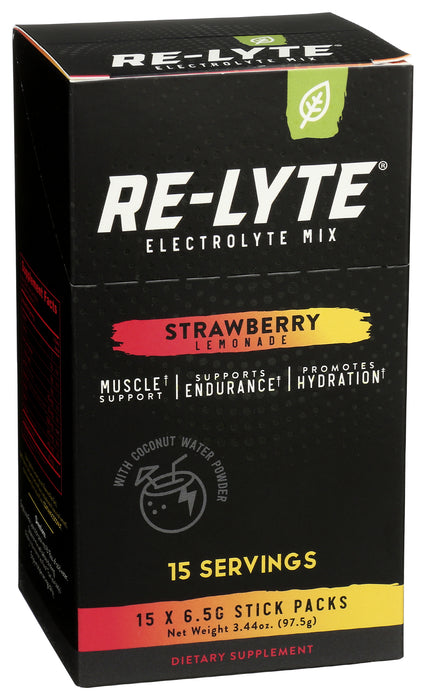 Re-Lyte Electrolyte Mix, Strawberry Lemonade, 15 Sticks, 3.44 oz