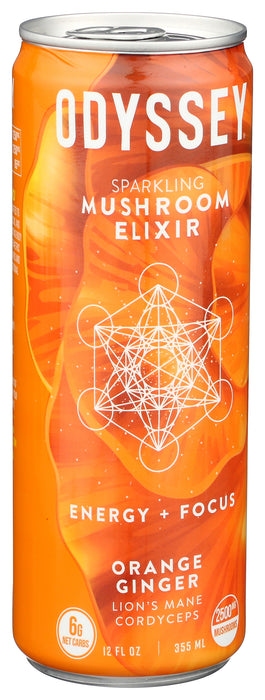 Sparkling Mushroom Elixir, Orange Ginger, 12 fl oz