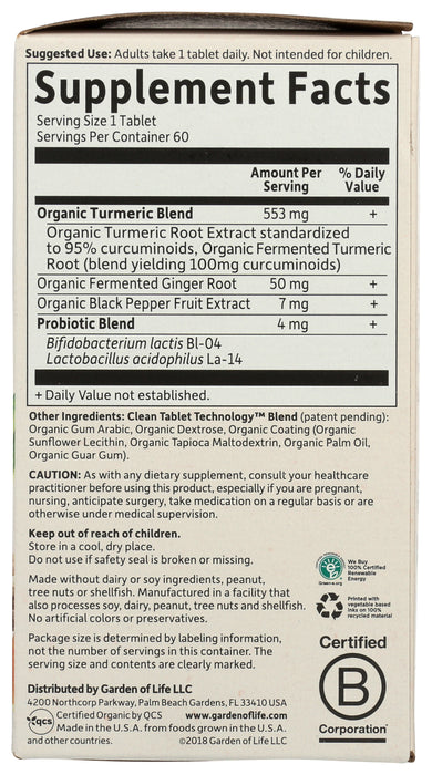 mykind Organics Turmeric, Extra Strength, 60 tab