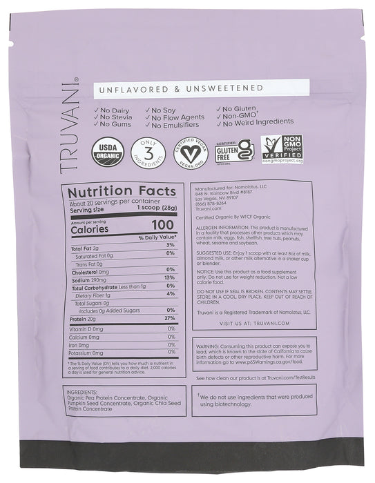 Plant Based Protein, Unflavored, Org, 20 Serv/19.75 oz