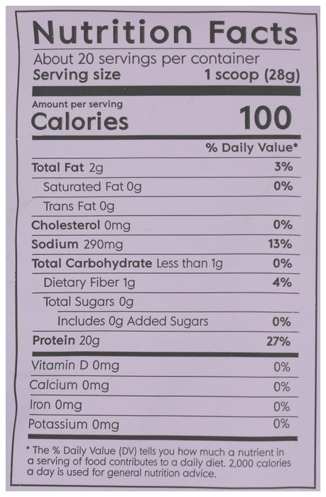 Plant Based Protein, Unflavored, Org, 20 Serv/19.75 oz