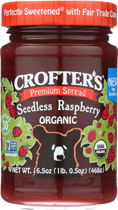 Seedless Raspberry Premium Spread, Org, 16.5 oz