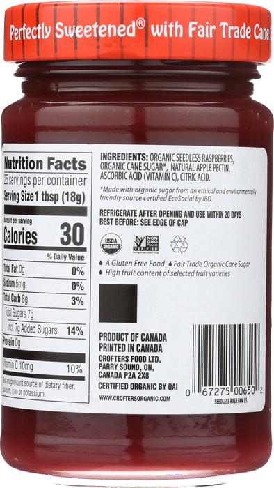 Seedless Raspberry Premium Spread, Org, 16.5 oz