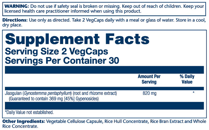 Jiaogulan Extract 820 mg, 60 vcap