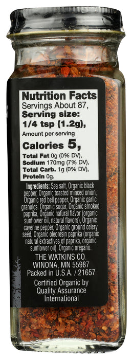 Hamburger Grilling Seasoning, Org, 3.6 oz