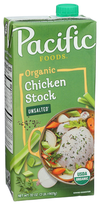 Chicken Stock, Unsalted, Org, 32 fl oz
