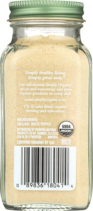 White Pepper Ground, Org, 2.86 oz