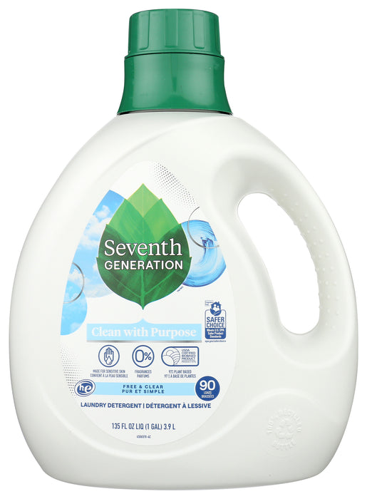 Laundry Detergent Liquid, Free & Clear, 135 fl oz