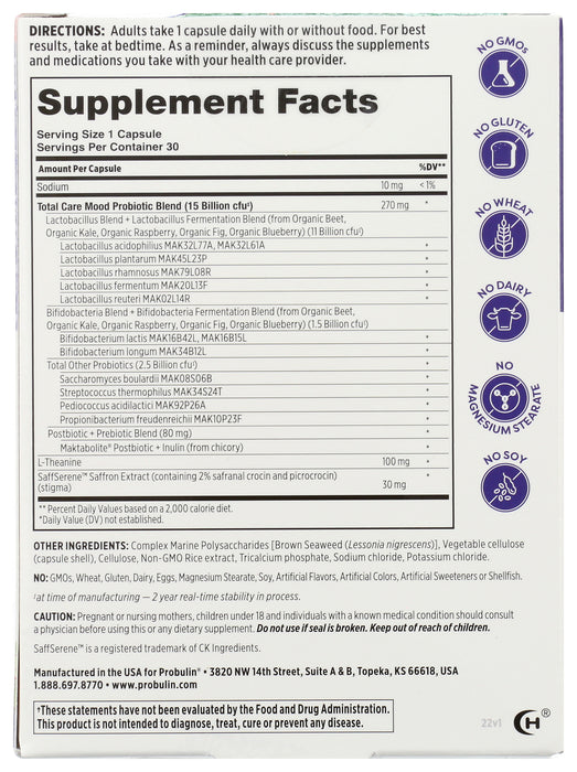 Total Care Mood Probiotic 15B, 30 cap