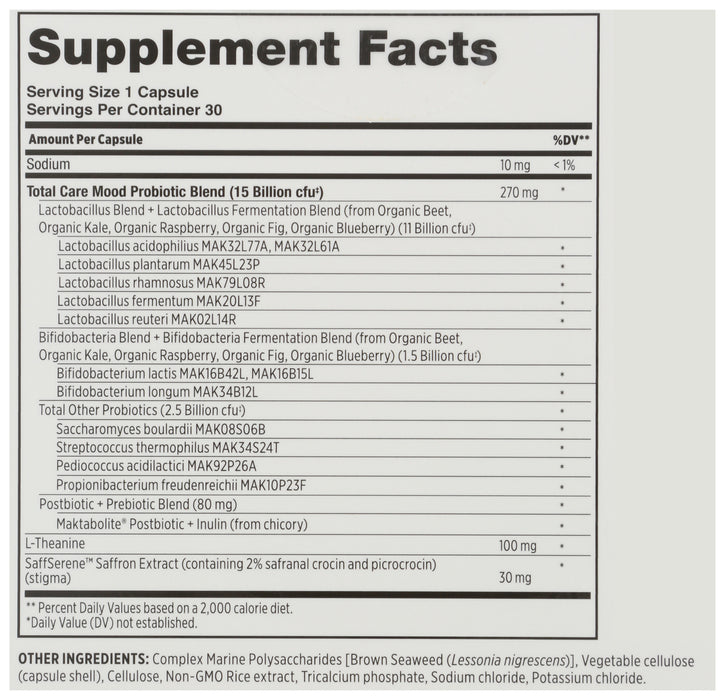 Total Care Mood Probiotic 15B, 30 cap