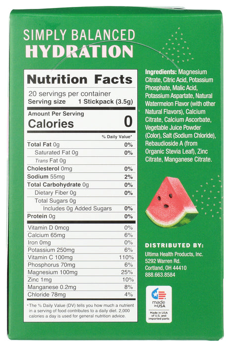 Electrolyte Powder, Watermelon, 20 stick pk