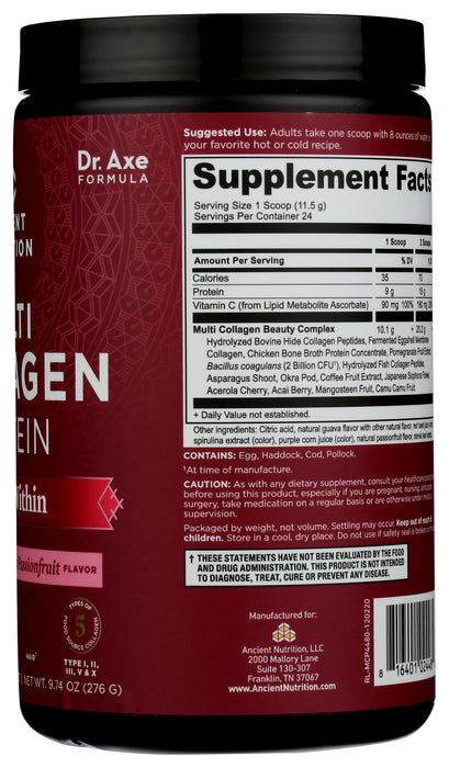 Multi Collagen Protein, Beauty Within, Guava  Passionfruit, Half, 24 Serv/278 g