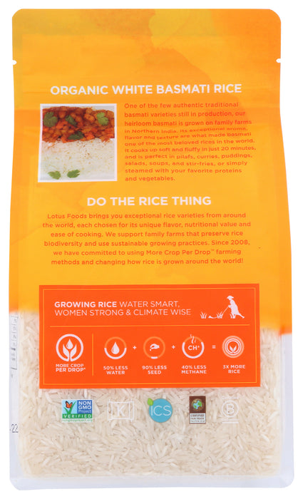 White Basmati Rice, Heirloom GF Org, 30 oz