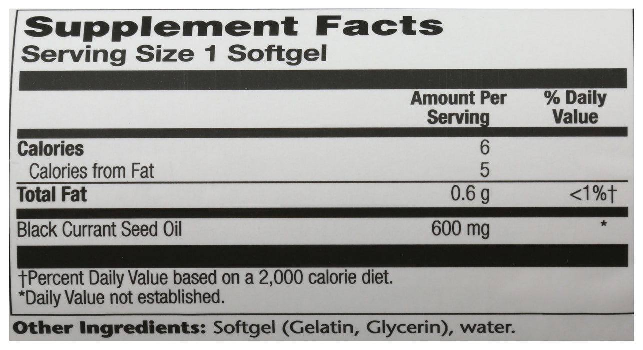 Black Current Oil 600mg, 90 sgel