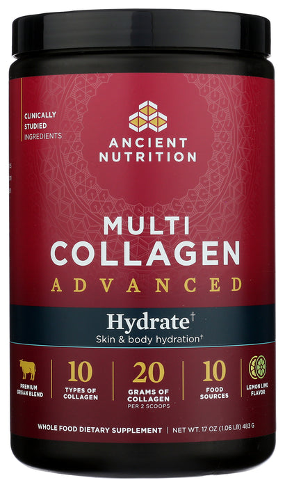 Multi Collagen Advanced, Hydrate, Lemon Lime, 30 Serv/17 oz