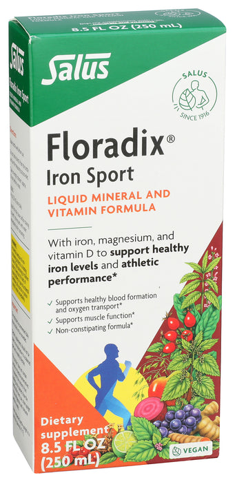 Floradix Iron Sport Liquid Mineral and Vitamins, Vegan, 8.5 fl oz