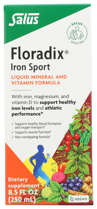 Floradix Iron Sport Liquid Mineral and Vitamins, Vegan, 8.5 fl oz