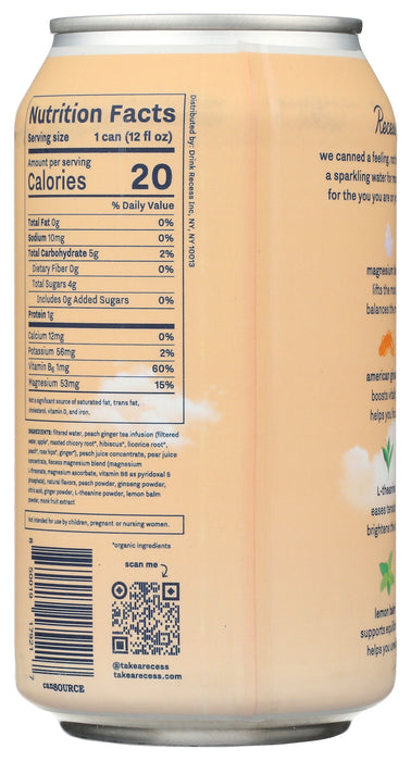 Mood Sparkling Water, Peach Ginger, 12 floz