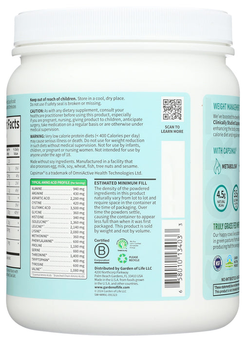 Sport Grass Fed Whey Plus Weight Management, Vanilla, 450 g