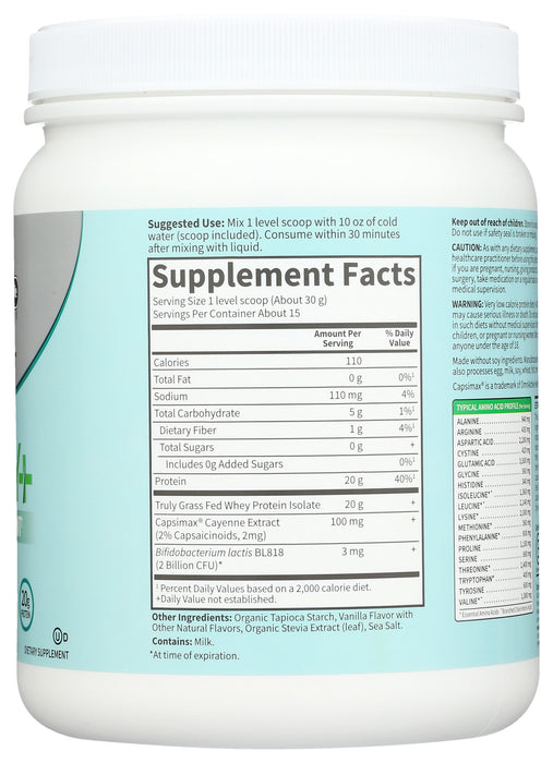 Sport Grass Fed Whey Plus Weight Management, Vanilla, 450 g