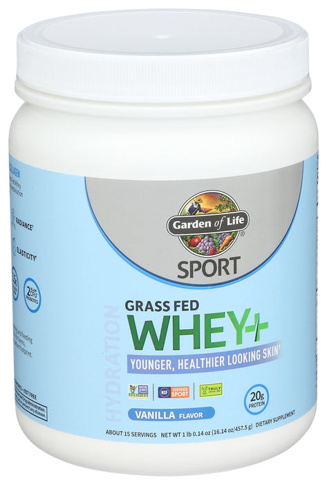 Sport Grass Fed Whey Plus MSM, Vanilla, 457.5 g