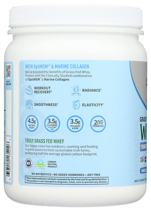 Sport Grass Fed Whey Plus MSM, Vanilla, 457.5 g